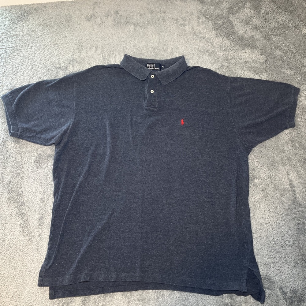 VTG Polo By Ralph Lauren Men's SZ XL Navy/Grey Short Sleeve Shirt Red Pony - Picture 2 of 16